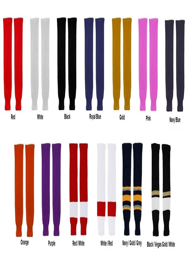 Trenway Pro Style Rib-Knit Ice Hockey Hose Socks (Pair) INTERMEDIATE Size, 26"-28" Long (White) - Image 2